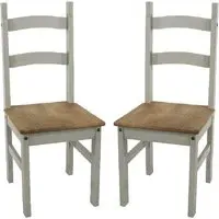 Consett Dining Chairs in Pair - Grey, Oak