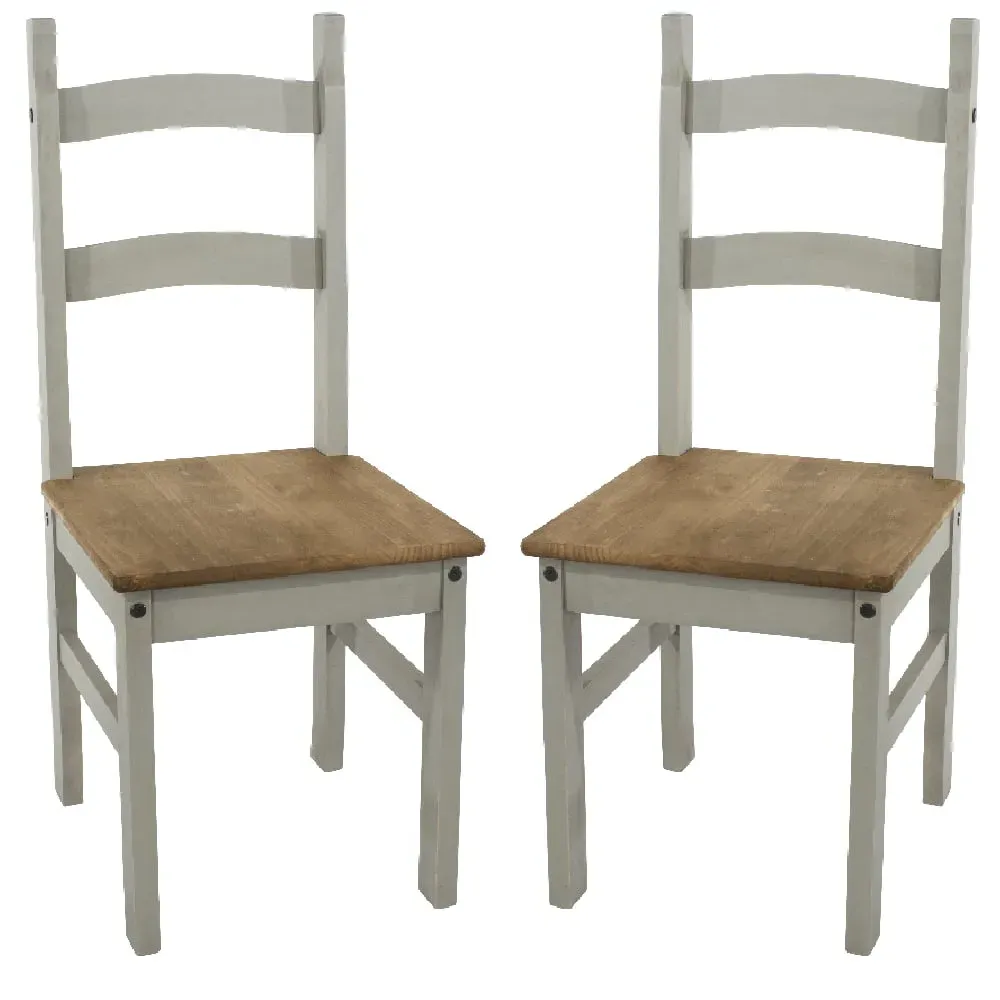 Consett Dining Chairs in Pair - Grey, Oak