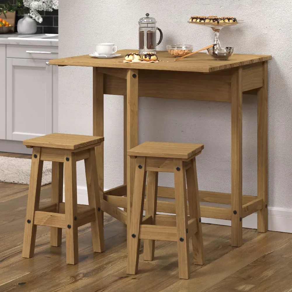 Consett Drop Leaf Dining Table with 2 Stools - Oak image
