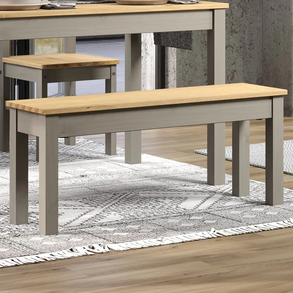 Consett Large Dining Bench - Grey, Oak