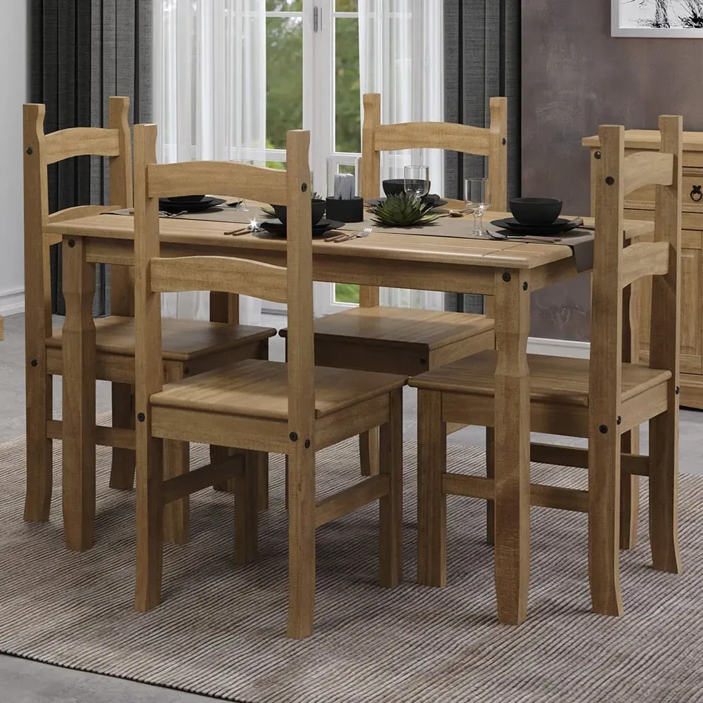 Consett Large Dining Table with 4 Chairs - Oak