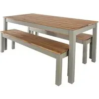 Consett Linea Large Dining Table & 2 Benches - Grey, Pine alternate view