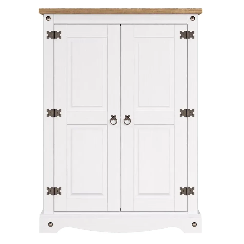 Consett Narrow 2-Door Wardrobe - White, Oak