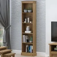 Consett Narrow Bookcase with 5 Shelves - Oak