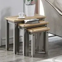 Consett Nest of 3 Tables - Grey, Oak