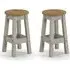 Consett Round Bar Stools in Pair - Grey, Oak