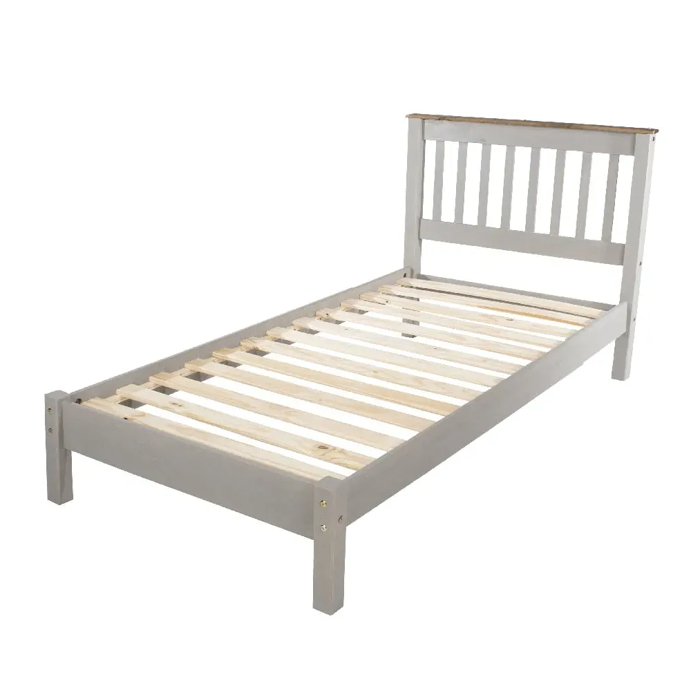 Consett Single Bed Frame - Grey, Oak
