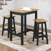 Consett Small Bar Table with 2 Stools - Black, Oak