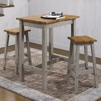 Consett Small Bar Table with 2 Stools - Grey, Oak
