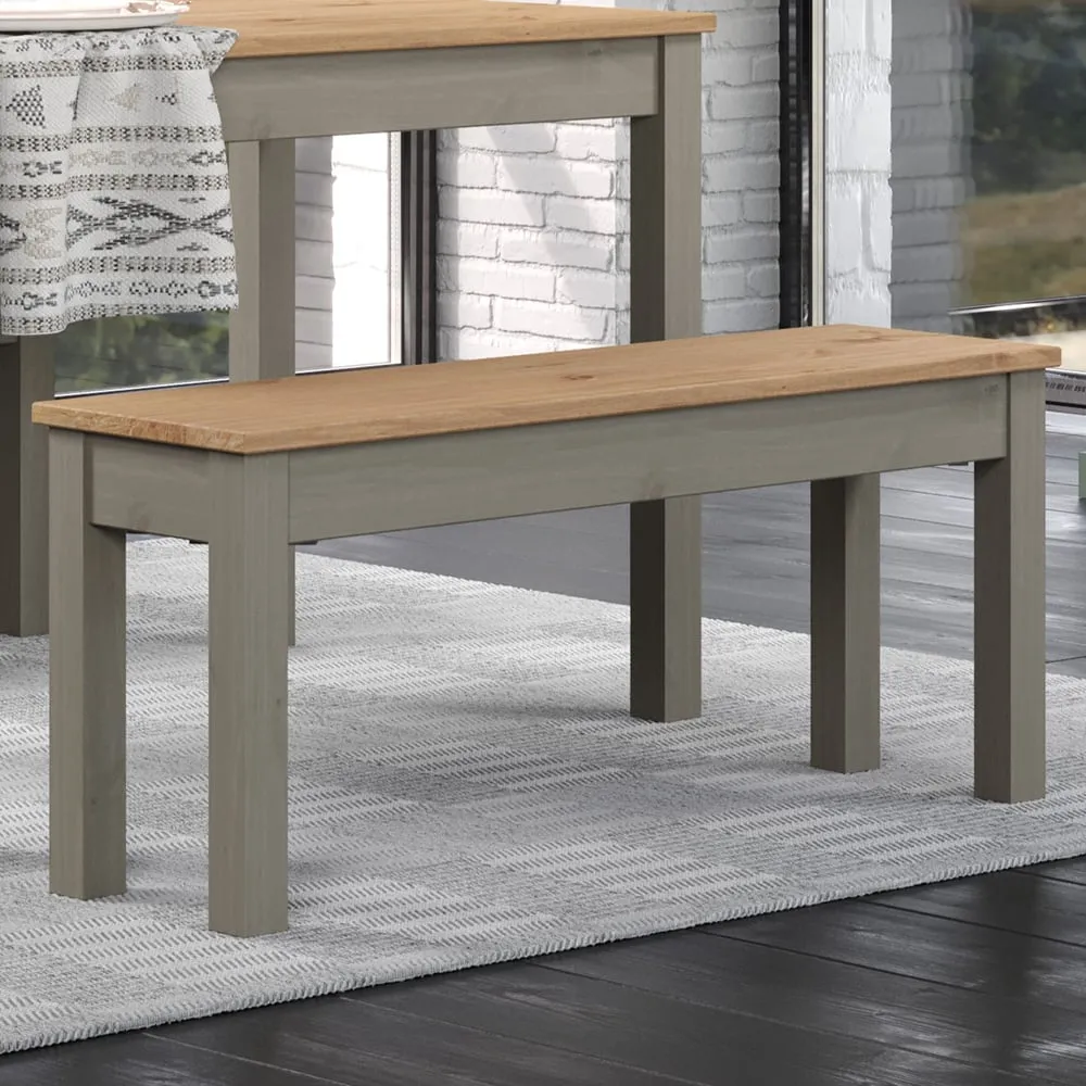 Consett Small Dining Bench - Grey, Oak image