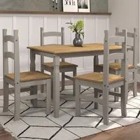 Consett Small Dining Set with 4 Chairs - Grey, Oak