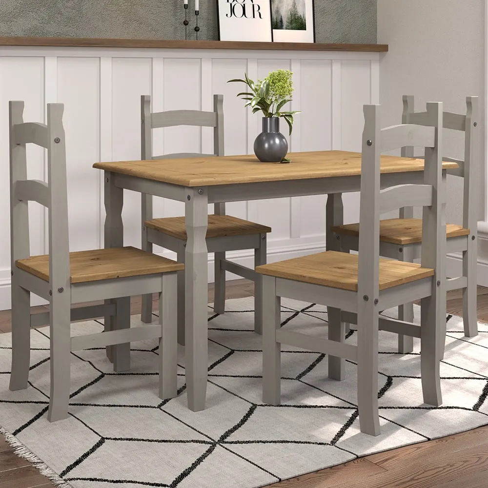 Consett Small Dining Set with 4 Chairs - Grey, Oak image