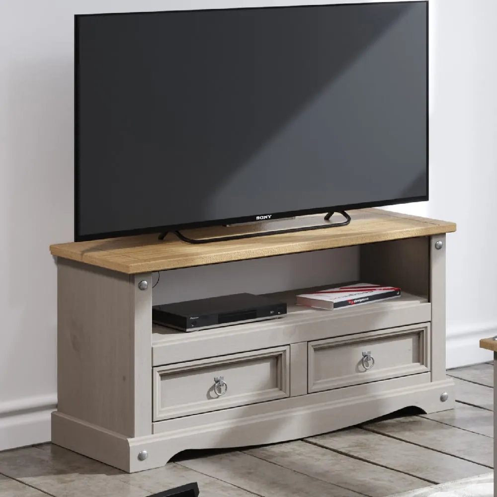 Consett TV Stand with 2 Drawers - Grey, Oak