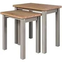 Consett Wooden Nest of 2 Tables - Grey, Oak