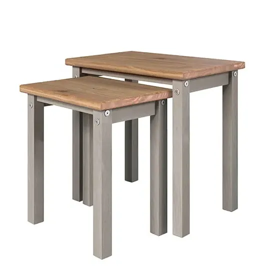 Consett Wooden Nest of 2 Tables - Grey, Oak image