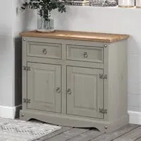 Consett Wooden Sideboard with 2 Doors 2 Drawers - Grey, Oak