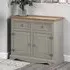 Consett Wooden Sideboard with 2 Doors 2 Drawers - Grey, Oak