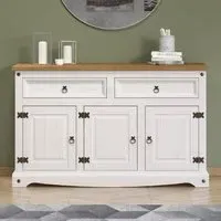 Consett Wooden Sideboard with 3 Doors 2 Drawers - White, Oak