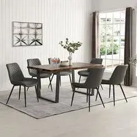 Constable Rustic Oak Dining Table with 6 Oston Chairs - Grey