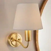Conway Wall Light with Pull Cord - Satin Brass, Ivory Fabric