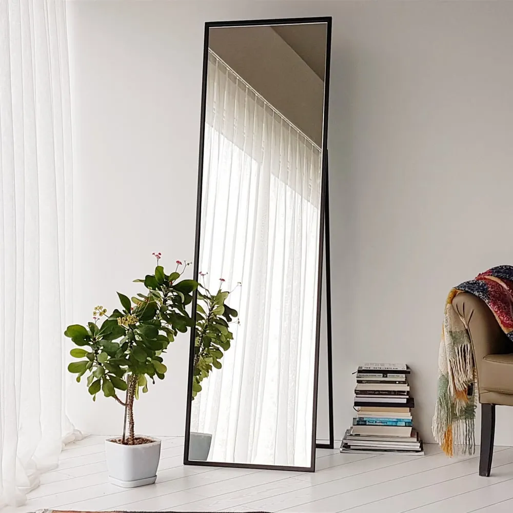 Cool Glass Cheval Mirror with Storage - Black, Metal product