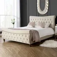 Copen King Size Bed Frame - Warm Stone, Fabric