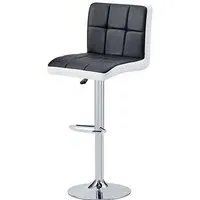 Copez Height-Adjustable Bar Stool - Black, Faux Leather