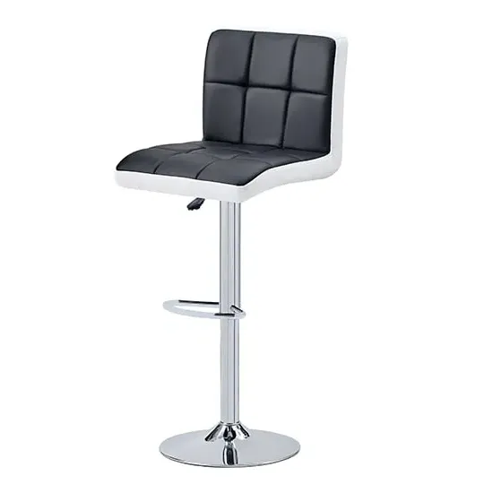 Copez Height-Adjustable Bar Stool - Black, Faux Leather