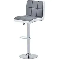 Copez Height-Adjustable Bar Stool - Grey, Faux Leather