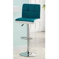 Copez Height-Adjustable Bar Stool - Teal, Faux Leather