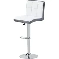 Copez Height-Adjustable Bar Stool with Swivel - White, Faux Leather