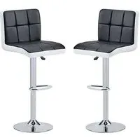 Copez Height-Adjustable Bar Stools - Black, Faux Leather