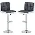 Copez Height-Adjustable Bar Stools - Black, Faux Leather