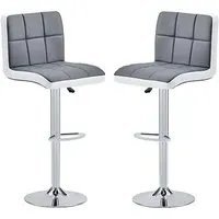 Copez Height-Adjustable Bar Stools - Grey, Faux Leather