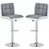 Copez Height-Adjustable Bar Stools - Grey, Faux Leather