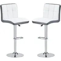 Copez Height-Adjustable Bar Stools - White, Faux Leather
