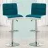 Copez Height-Adjustable Bar Stools with Gas-Lift - Teal, Faux Leather