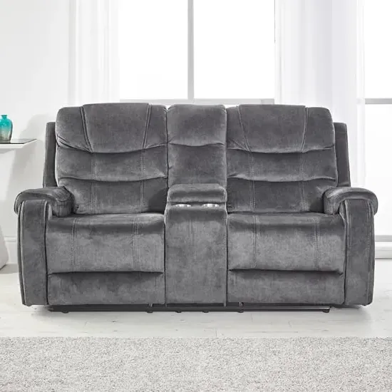 Cora 2-Seater Recliner Sofa - Dark Grey, Velvet image