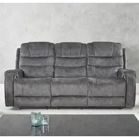 Cora 3-Seater Recliner Sofa - Dark Grey, Velvet