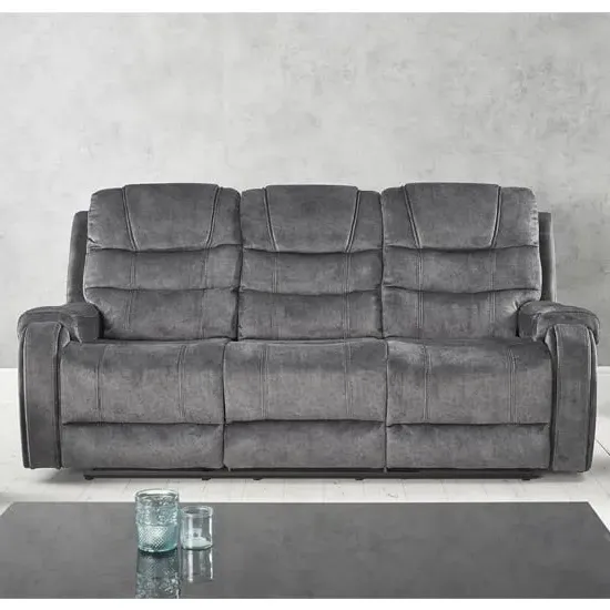 Cora 3-Seater Recliner Sofa - Dark Grey, Velvet