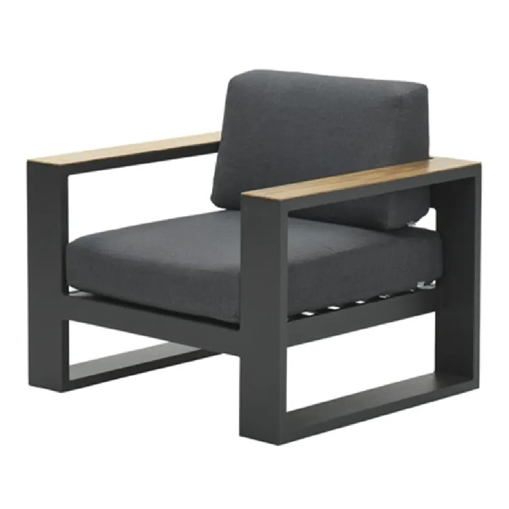 Cora Garden Lounge Chair - Black, Oak image