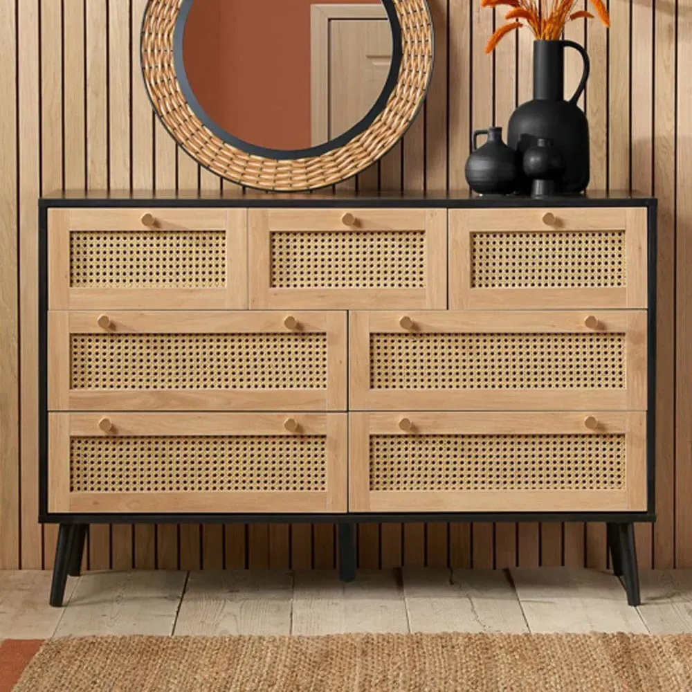 Coralie 7-Drawer Chest - Black Oak