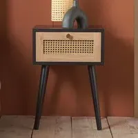 Coralie Bedside Cabinet with 1 Drawer - Black Oak