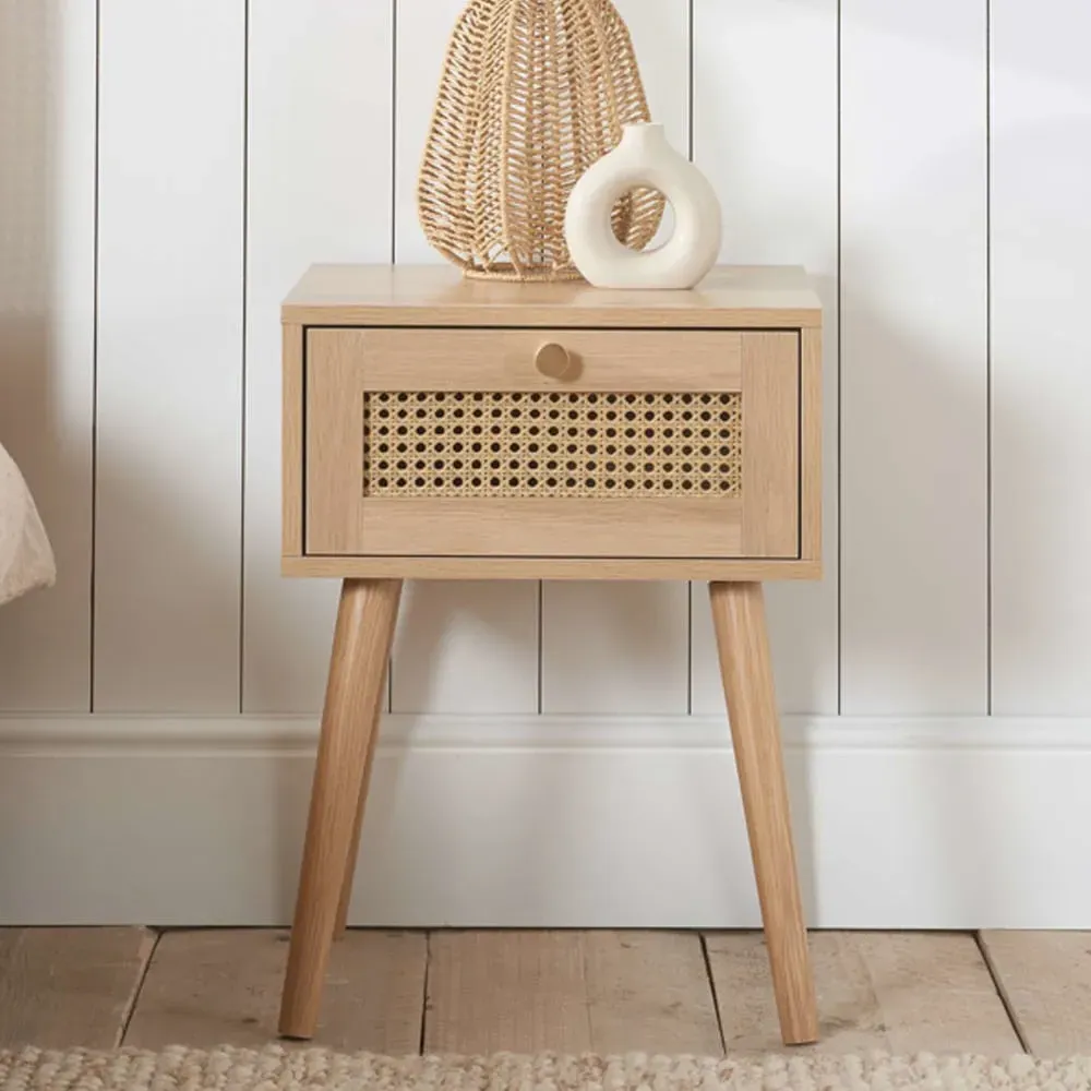 Coralie Bedside Cabinet with 1 Drawer - Oak