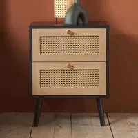 Coralie Bedside Cabinet with 2 Drawers - Black Oak