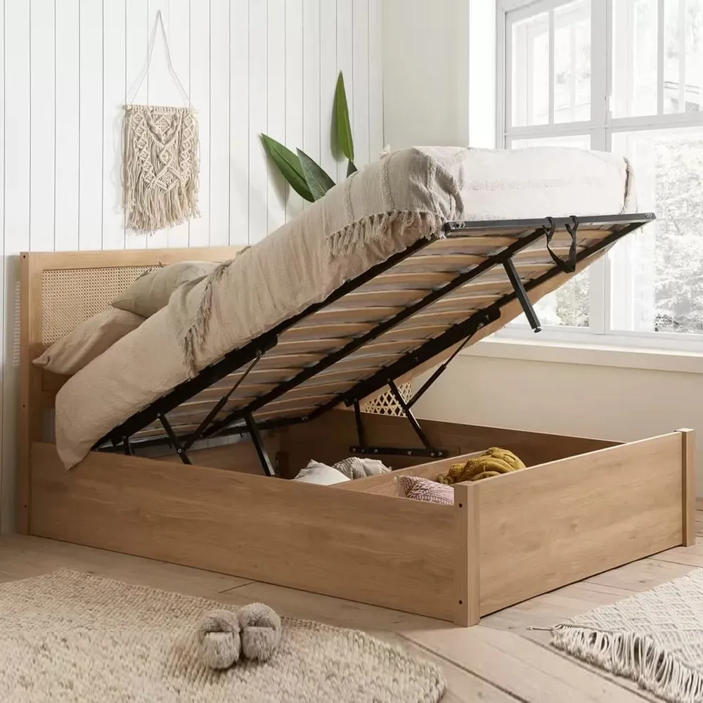 Coralie Double Ottoman Bed with Storage - Oak