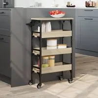 Coralville 3-Shelf Kitchen Trolley with Wheels - Sonoma Oak