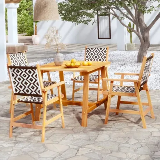 Corbin 5 Piece Garden Dining Set - Natural, Acacia Wood