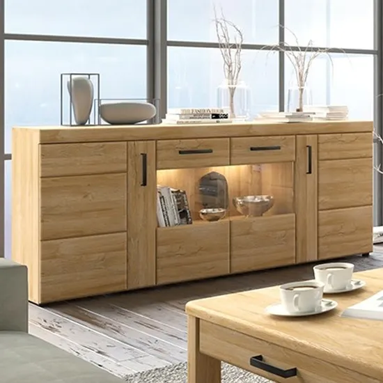 Corco 4-Door Wide Sideboard with LED - Grandson Oak, MDF product