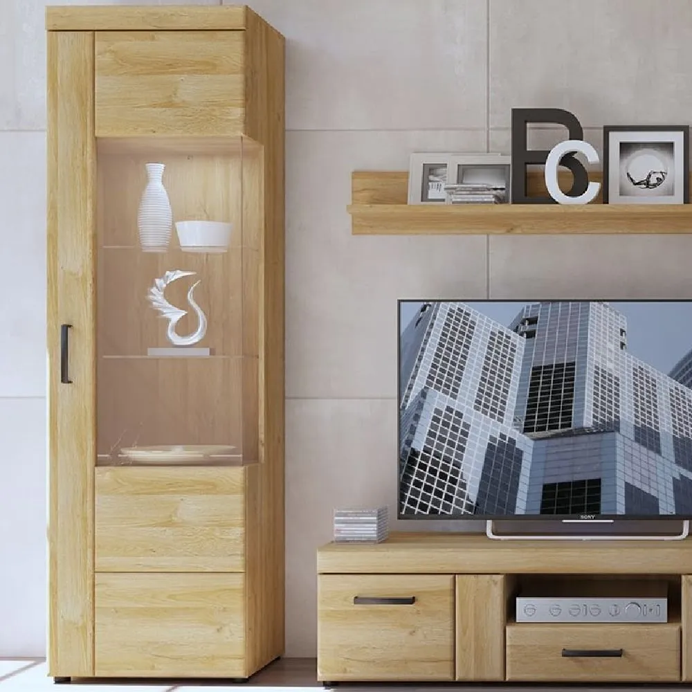 Corco Right Handed Display Cabinet with 1 Door - Oak